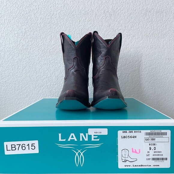 Lane EMMA JANE Womens Cowboy Bootie 9 Black Cherry Western Cowgirl Short Boots - Picture 11 of 12